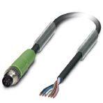 Phoenix Contact 1522118 Sensor/actuator cable, 6-position, PUR halogen-free, black-gray RAL 7021, Plug straight M8, on free cable end, cable length: 5 m