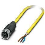 Phoenix Contact 1406266 Sensor/actuator cable, 3-position, PVC, yellow, shielded, free cable end, on Socket straight M12, coding: A, cable length: 5 m