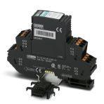 Phoenix Contact 2801264 Surge protection, consisting of protective plug and base element, with integrated multi-stage status indicator on the module, for two 2-wire floating signal circuits. Indirect grounding via gas-filled surge arrester, HART-compatible.