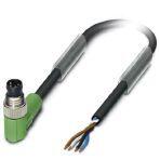 Phoenix Contact 1681839 Sensor/actuator cable, 4-position, PUR halogen-free, black-gray RAL 7021, Plug angled M8, on free cable end, cable length: 5 m