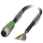Phoenix Contact 1522516 Sensor/actuator cable, 8-position, PUR halogen-free, black-gray RAL 7021, Plug straight M12, coding: A, on free cable end, cable length: 5 m