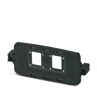 Phoenix Contact 1143740 ECS family faceplate, ready for integration of two VARIOSUB RJ45 VS-08 connectors, screw locking, rated IP66/67/69 when combined with ECS housing, Color: Black (9005), Width: 163 mm, Height: 30 mm, Depth: 62 mm