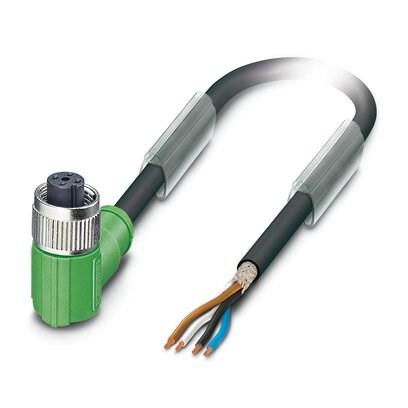 Phoenix Contact 1514511 Sensor/actuator cable, 4-position, PUR halogen-free, black-gray RAL 7021, shielded, free cable end, on Socket angled M12, coding: A, cable length: 20 m