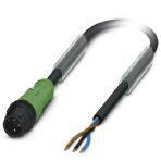 Phoenix Contact 1442340 Sensor/actuator cable, 3-position, PUR halogen-free, black-gray RAL 7021, Plug straight M12, coding: A, on free cable end, cable length: 10 m, with plastic knurl