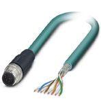 Phoenix Contact 1412794 Network cable, Ethernet CAT5 (1 Gbps), 8-position, PUR, Plug straight M12 / IP67, coding: A, on free cable end, cable length: 2 m