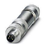 Phoenix Contact 1542897 Connector, Universal, 4-position, shielded, Plug straight M8, Coding: A, Screw connection, knurl material: Nickel-plated brass, external cable diameter 3.5 mm ... 5.5 mm