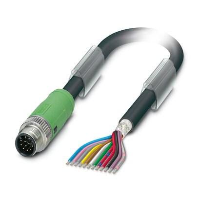 Phoenix Contact 1039020 Sensor/actuator cable, 12-position, PUR/PVC, black RAL 9005, shielded, Plug straight M12 SPEEDCON, coding: A, on free cable end, cable length: 25 m