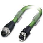 Phoenix Contact 1507175 Bus system cable, INTERBUS (16 Mbps), 5-position, PUR halogen-free, may green RAL 6017, shielded, Plug straight M12, coding: B, on Socket straight M12, coding: B, cable length: 0.5 m