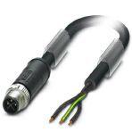 Phoenix Contact 1175827 Power cable, 3-position, PUR halogen-free, black, Plug straight M12, coding: S, on free cable end, cable length: 1 m, for AC current up to 16 A/230 V