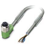 Phoenix Contact 1456967 Sensor/actuator cable, 4-position, PUR halogen-free, resistant to welding sparks, highly flexible, gray RAL 7001, free cable end, on Socket angled M12, coding: A, cable length: 3 m, for robots and drag chains