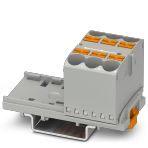 Phoenix Contact 1082403 Distribution block, Block with vertical alignment, nom. voltage: 800 V, number of connections: 6, cross section: 0.5 mm² - 16 mm², AWG: 20 - 6, width: 37 mm, height: 25.1 mm, color: gray, mounting type: NS 35/7,5, NS 35/15