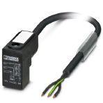 Phoenix Contact 1443297 Sensor/actuator cable, 3-position, PUR halogen-free, black-gray RAL 7021, free cable end, on Valve connector CI (9.4 mm), with 1 LED, connected with Varistor, cable length: 10 m