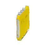 Phoenix Contact 1015520 Safety relay module for safety shut-off mats, switching strips, emergency stop, safety doors, and light grids up to SILCL 3, Cat. 4, PL e, 1 or 2-channel operation, automatic or manual start, 2 safe HL outputs, 1 signal output, US = 24 V DC, plug-in screw
