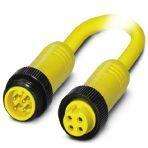 Phoenix Contact 1416478 Power cable, 4-position, PVC, yellow, Plug straight 7/8"-16UNF, coding: A, on Socket straight 7/8"-16UNF, cable length: 1 m