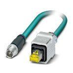 Phoenix Contact 1407476 Network cable, Ethernet CAT6A (10 Gbps), CC-Link IE CAT6A (10 Gbps), 8-position, PUR halogen-free, water blue RAL 5021, shielded (Advanced Shielding Technology), Plug straight M12 SPEEDCON / IP67, coding: X, on Plug straight RJ45 Push Pull / IP67, cable l