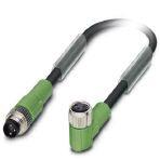 Phoenix Contact 1681952 Sensor/actuator cable, 3-position, PUR halogen-free, black-gray RAL 7021, Plug straight M8, on Socket angled M8, cable length: 0.6 m