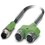 Phoenix Contact 1436233 Sensor/actuator cable, 4-position, PUR halogen-free, black-gray RAL 7021, Plug straight M12 SPEEDCON, coding: A, on Socket straight M12 SPEEDCON, coding: A and Socket straight M12 SPEEDCON, coding: A, cable length: 3 m