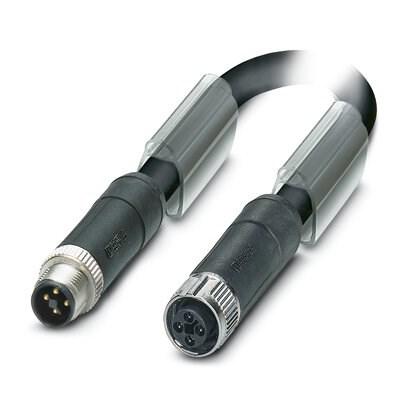 Phoenix Contact 1012044 Power cable, 4-position, PUR halogen-free, black-gray RAL 7021, Plug straight M12, coding: T, on Socket straight M12, coding: T, cable length: 3.5 m, For direct current up to 12 A/63 V