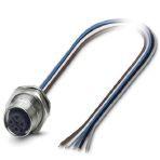Phoenix Contact 1424317 Sensor/actuator flush-type socket, 5-pos., M12 SPEEDCON, A-coded, rear/screw mounting with M16 thread, with 0.75 m TPE litz wire, 5 x 0.34 mm²