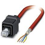 Phoenix Contact 1419175 Sercos III cable, shielded, star quad, AWG 22 stranded (7-wire), RAL 3020 (traffic red), RJ45 connector/IP67 push-pull, plastic on free conductor end, length: 5 m
