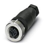Phoenix Contact 1681127 Connector, Universal, 4-position, Socket straight M12, Coding: A, Screw connection, knurl material: Zinc die-cast, nickel-plated, cable gland Pg7, external cable diameter 4 mm ... 6 mm