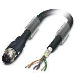 Phoenix Contact 1428490 Bus system cable, VARAN (100 Mbps), 6-position, SANTOPRENE halogen-free/TPE halogen-free, black RAL 9005, shielded, Plug straight M12 SPEEDCON, coding: A, on free cable end, cable length: 2 m