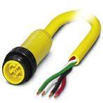 Phoenix Contact 1416551 Power cable, 4-position, PVC, yellow, Plug straight 7/8"-16UNF, coding: A, on free cable end, cable length: 1 m