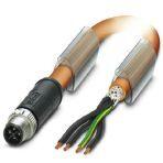 Phoenix Contact 1424104 Power cable, 4-position, PUR halogen-free, orange RAL 2003, shielded (Advanced Shielding Technology), Plug straight M12, coding: S, on free cable end, cable length: 1.5 m, for AC current up to 12 A/690 V