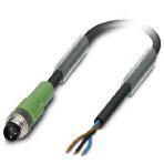 Phoenix Contact 1681677 Sensor/actuator cable, 3-position, PUR halogen-free, black-gray RAL 7021, Plug straight M8, on free cable end, cable length: 3 m