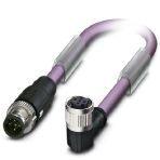 Phoenix Contact 1433252 Bus system cable, PROFIBUS (12 Mbps), 2-position, PUR halogen-free, violet RAL 4001, shielded, Plug straight M12 SPEEDCON, coding: B, on Socket angled M12 SPEEDCON, coding: B, cable length: Free input (0.2 ... 40.0 m)