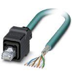 Phoenix Contact 1412765 Assembled Ethernet cable, shielded, 4-pair, AWG 26 suitable for use with drag chain (19-wire), RAL 5021 (sea blue), RJ45 connector/IP67 push/pull plastic housing on free cable end, line, length 2 m