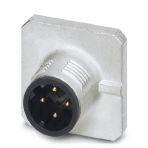 Phoenix Contact 1456394 Sensor/actuator flush-type plug, 4-pos. socket, M12, D-coded, front/square flange mounting, wave soldering