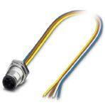Phoenix Contact 1551901 Bus system flush-type plug, 4-pos., M12 SPEEDCON, D-coded, front/screw mounting with M12 thread, with 0.5 m TPE litz wire, 4 x 0.34 mm²