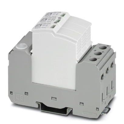 Phoenix Contact 1033788 Pluggable surge protective device free of leakage current for 2-pos. isolated and grounded DC voltage systems with linear operating characteristic up to 120Â VÂ DC, for DIN rail mounting, 3-pos. base element with remote indication contact, three pluggable