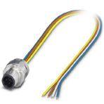 Phoenix Contact 1552256 Bus system flat-type plug, 4-position, Plug, straight, M12-SPEEDCON, D-coded, Front mounting, can be positioned, M16 x 1.5, Individual wires, cable length: 0.5 m, 0.34 mm², TPE litz wire
