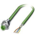 Phoenix Contact 1437834 Bus system flush-type plug, PROFINET, 4-pos., M12, shielded, D-coded, SPEEDCON, rear/screw mounting with Pg9 thread, with 5.0 m bus cable, 2 x 2 x 0.34 mm²