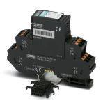Phoenix Contact 2801262 Surge protection, consisting of protective plug and base element, with integrated multi-stage status indicator on the module for two 2-wire floating signal circuits. Indirect grounding via gas-filled surge arrester.