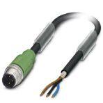 Phoenix Contact 1682650 Sensor/actuator cable, 3-position, PUR halogen-free, black-gray RAL 7021, shielded, Plug straight M12, coding: A, on free cable end, cable length: 1.5 m