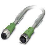 Phoenix Contact 1456776 Sensor/actuator cable, 3-position, PUR halogen-free, resistant to welding sparks, highly flexible, gray RAL 7001, Plug straight M12, coding: A, on Socket straight M12, coding: A, cable length: 0.3 m, for robots and drag chains