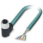 Phoenix Contact 1080746 Network cable, Ethernet CAT6A (10 Gbps) CAT6A (10 Gbps), 8-position, PUR halogen-free, water blue RAL 5021, shielded (Advanced Shielding Technology), free cable end, on Socket angled M12 / IP67, coding: X, cable length: 1 m