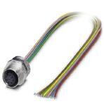 Phoenix Contact 1401846 Sensor/actuator flush-type socket, 8-pos., M12, A-coded, front/screw mounting with Pg9 thread, with 2.0 m TPE litz wire, 8 x 0.25 mm²
