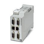Phoenix Contact 2702767 The GW MODBUS TCP/RTU... gateway converts serial based Modbus RTU (or ASCII) to Modbus TCP. Supports serial master or slave devices. Includes two RJ45 ports and four D-SUB 9 ports.
