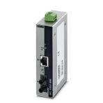 Phoenix Contact 2891321 FO converter with ST fiber optic connection (1300 nm), for converting 100Base-TX to multi-mode fiberglass. Auto MDI(X) function and comprehensive link diagnostics. DIN rail mountable.