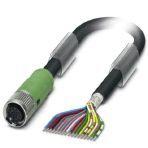 Phoenix Contact 1430297 Sensor/actuator cable, 17-position, PUR/PVC, black RAL 9005, shielded, free cable end, on Socket straight M12 SPEEDCON, coding: A, cable length: 3 m