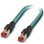Phoenix Contact 1403927 Assembled Ethernet cable, shielded, 4-pair, AWG 26 stranded (7-wire), RAL 5021 (water blue), RJ45 plug/IP20 to RJ45 plug/IP20, line, length: 1 m