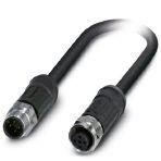 Phoenix Contact 1454189 Sensor/actuator cable, 4-position, PE-X/PE-X halogen-free, black-gray RAL 7021, shielded, Plug straight M12, coding: A, on Socket straight M12, coding: A, cable length: 2 m, for outdoor applications, with high-grade steel knurl
