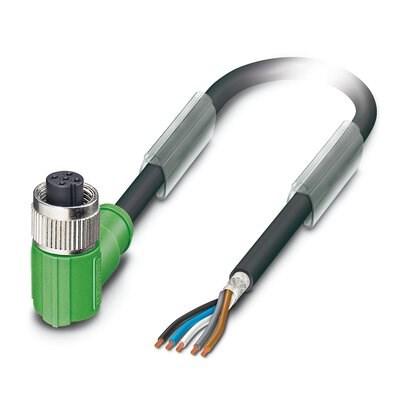 Phoenix Contact 1527757 Sensor/actuator cable, 5-position, PVC, black RAL 9005, shielded, free cable end, on Socket straight M12, coding: A, cable length: 10 m