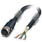 Phoenix Contact 1428597 Bus system cable, VARAN (100 Mbps), 6-position, SANTOPRENE halogen-free/TPE halogen-free, black RAL 9005, shielded, free cable end, on Socket straight M12 SPEEDCON, coding: A, cable length: 10 m