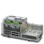 Phoenix Contact 2700786 Ethernet Gigabit Modular Switch with four 1000 Mbps combo ports and twelve 10/100 Mbps RJ45 slots, can be extended by an extension station to up to 24 ports, with integrated routing function