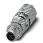 Phoenix Contact 1027467 Power connector, Power, 4-position, shielded, Plug straight M12, Coding: S, Crimp connection, knurl material: Zinc die-cast, nickel-plated, external cable diameter 6.5 mm ... 11 mm, without crimp contacts, Contact 4 leading